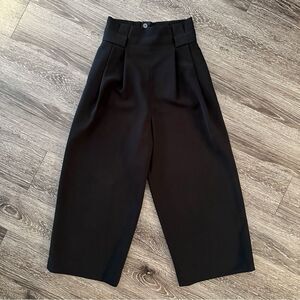COS Black Wide-Leg Cropped Paperbag Pants